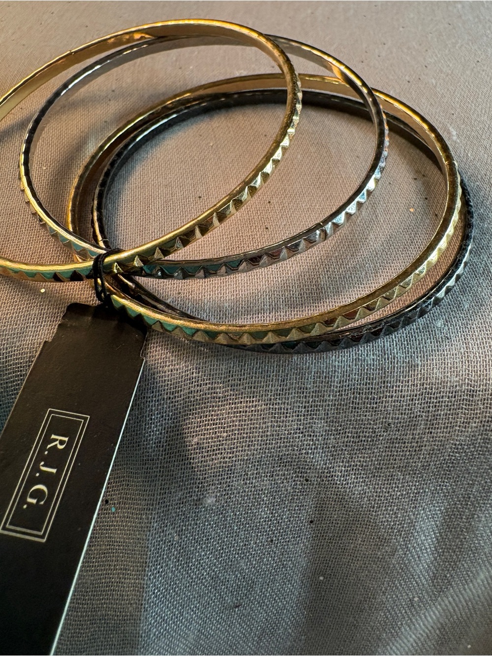R.J.Graziano Textured Bangle Bracelet. Mixed Tones - Picture 3 of 5